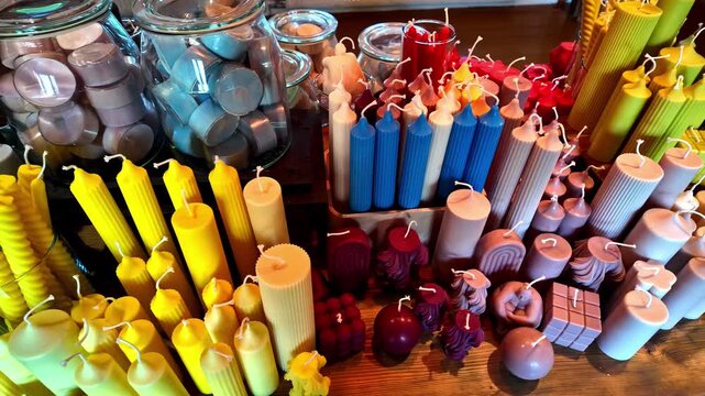Wax candle aromatherapy, art and craft shop multicolor variety, souvenir