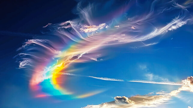 Circumhorizontal arc also known as the rainbow bridge or fire rainbow looks like the clouds