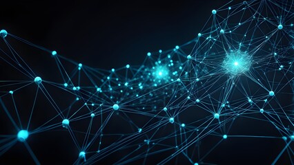 Obraz premium A blue and white image of a network of lines and dots