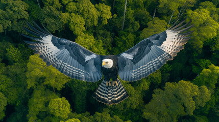 close up of harpy eagle in flight 