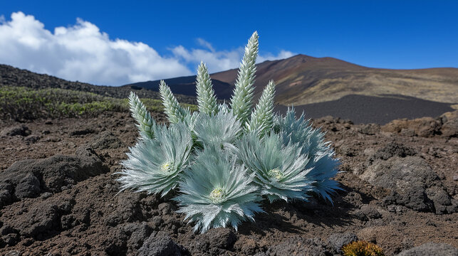 silversword plant in the mountains