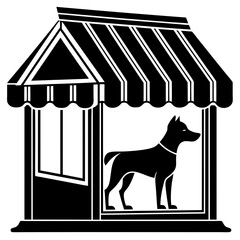 Dog shop silhouette vector with white background
