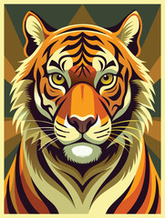 retro Siberian tiger vector design