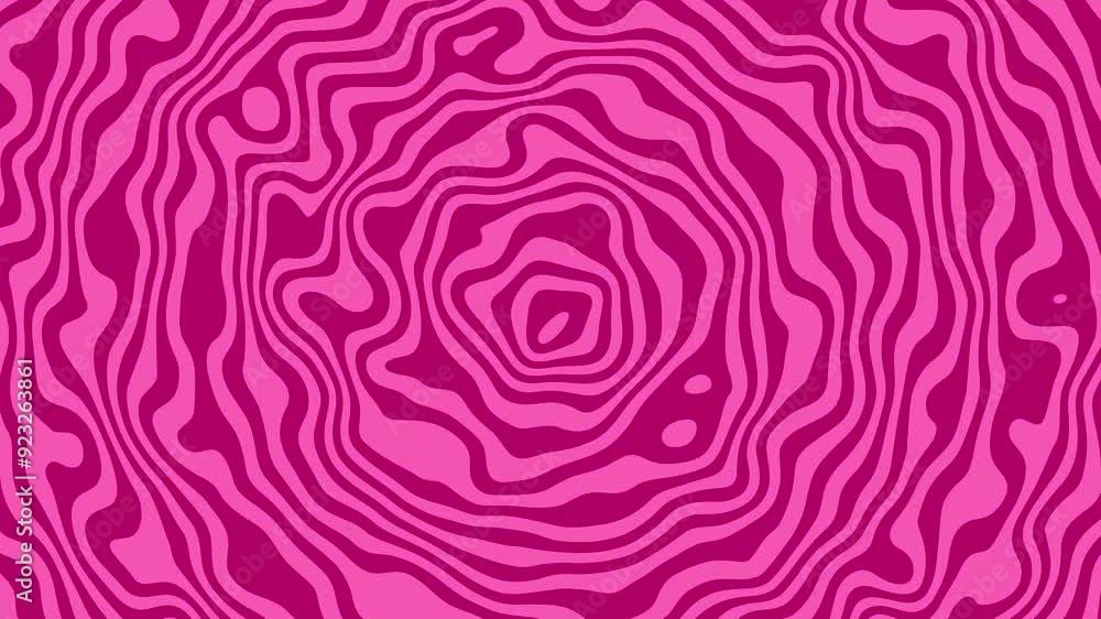 Poster whirling magenta concentric circles: retro psychedelic abstract pink background with dynamic swirls 
