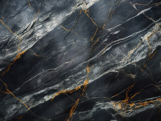 Fantastic Surface of black marble abstract stone texture with gold veins dark-gray tone