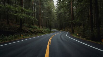 Fototapeta premium Asphalt road winding through forest