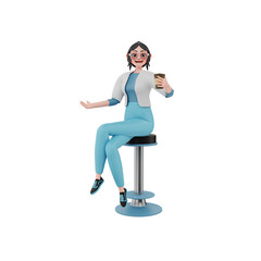 3d render character businesswoman illustration