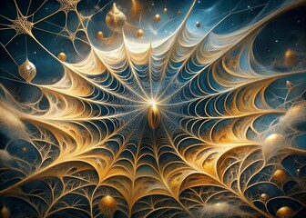 A gray spider web stretched out in a gray haze	