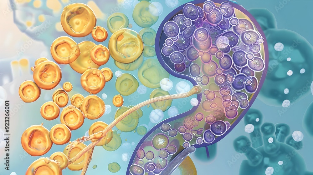 Poster abstract microscopic cellular structure.