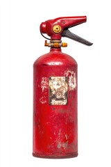 Obraz premium Red fire extinguisher with black handle