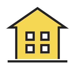 Yellow house icon. Housing. Real estate. Vector.