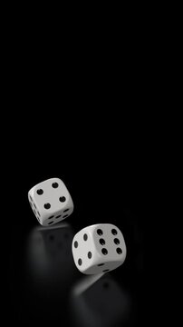 dice rolling playing cubes falling down roll show number five one cazino game black background