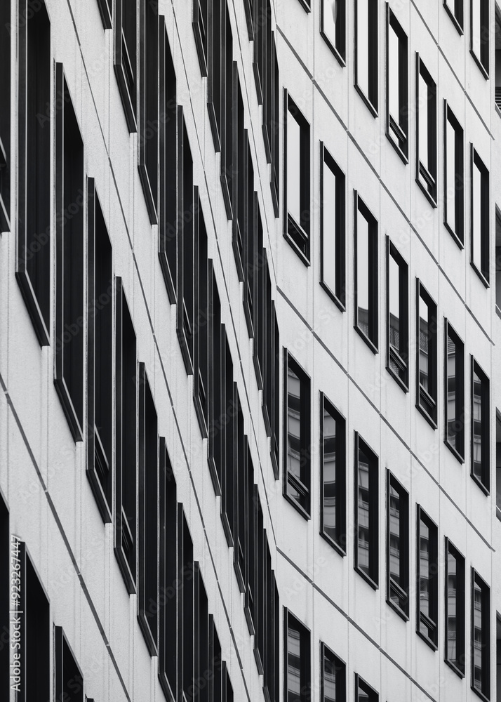 Poster modern building exterior perspective window frame pattern architecture details