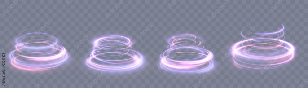 Poster light bright swirl. portal effect on transparent background png. bright light round teleportation po