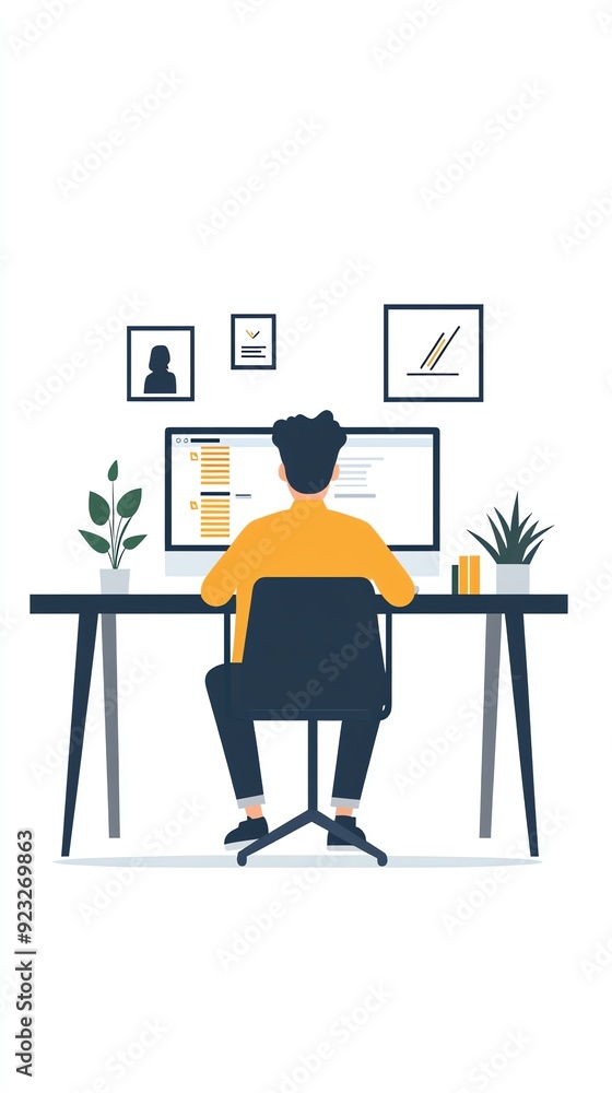 Aufkleber Person working at a desk with a computer.