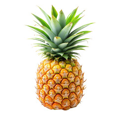 Fototapeta premium Fresh juicy tropical fruit pineapple isolated on white background. Three whole fruits. Ai generated