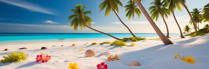 Closeup sea sand beach. Panoramic beach landscape, Aerial view of clear turquoise sea