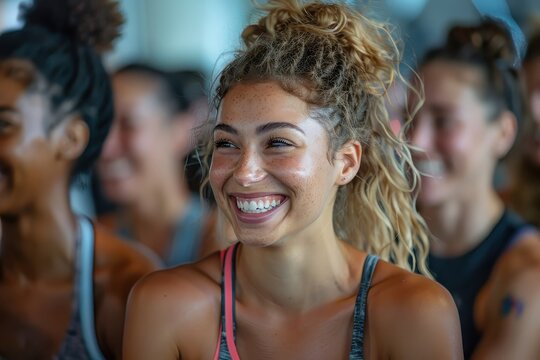 Friends enjoying a high-intensity workout in a gym.