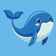 Cute Whale Swimming Cartoon Vector Icon Illustration