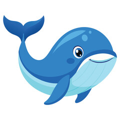 Cute Whale Swimming Cartoon Vector Icon Illustration