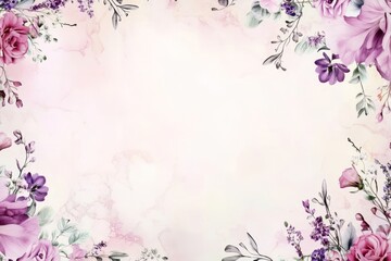 Elegant floral border with vibrant flowers lush greenery on light background. Ideal for decorative designs wedding invitations or romantic designs valentines day, mother's day, women's day