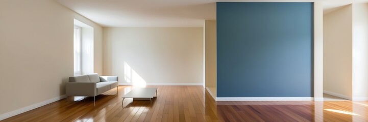 living room in beige tones with a stylish sofa.  modern interior background, living room, Contemporary style