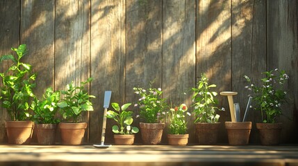 tropical plants on the wooden wall