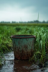 Obraz premium Muddy Field Bucket