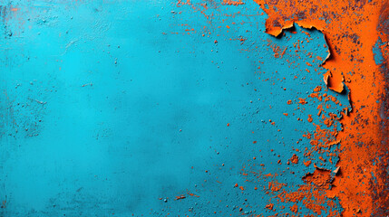 Fototapeta premium Vibrant abstract texture with peeling layers of orange and blue, perfect for background or artistic design.