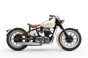 Fototapeta premium Motorcycle Isolated. Classic Motorbike with Engine On in Isolated Setting