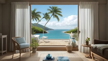 Fototapeta premium Relaxing Seaside Window View