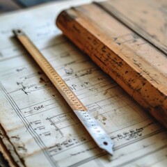 The ruler, pencil and workbook page