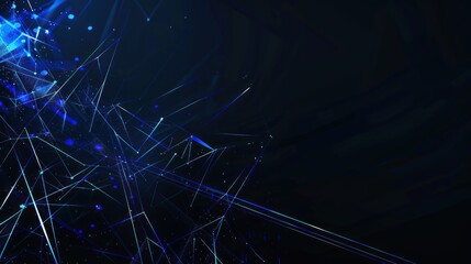 Abstract Blue Lines and Dots on Black Background