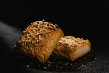 Shortbread cookies on a dark background. Confectionery