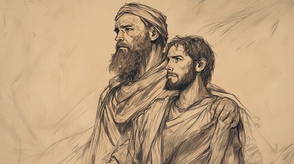 Fototapeta premium The Death of Jehoiakim and the Ascension of Jehoiachin to the Throne During a Time of Crisis, 2 Kings Biblical Illustration, Bible Wall Art, Beige Background