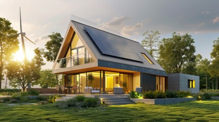 3d design of a smart eco house.