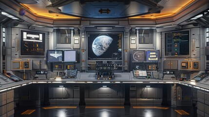 Galactic Adventure Kid's Room Space Explorer Command Center with Monitors Control Panel and Rocket Model