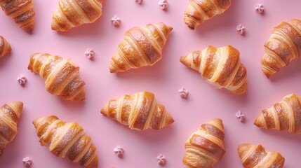 Fresh France plane croissant on bakery restaurant , Homemade croissants on cafe.Dessert breakfast in France, generated AI