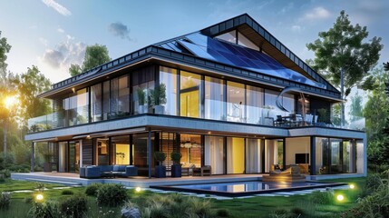 Obraz premium 3d design of a smart eco house.