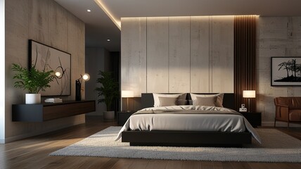 Modern Interior With Bright Wall, Living room, Bed room, kitchen, House Plants