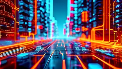 Vibrant Illustration of Online Interfaces: Social Media, Fintech, E-commerce, Influencers – Dynamic Digital Stream of Platforms Showcasing Modern Technology, Connectivity, and Online Interaction