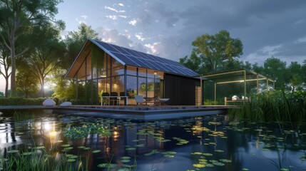 Obraz premium 3d design of a smart eco house.