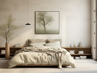 Wabi sabi rustic interior in neutral and sage