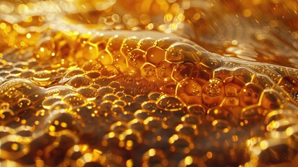 A close up of bubbles in a glass of liquid