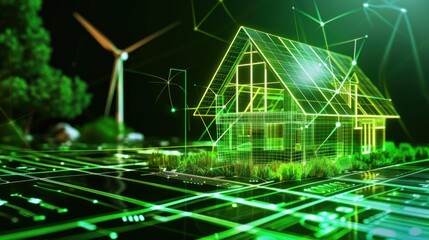 3d design of a smart eco house.