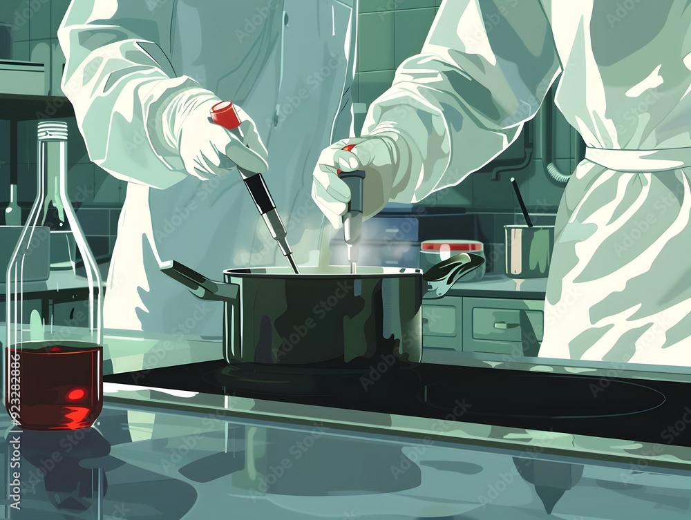 Poster laboratory experiment with a red liquid.