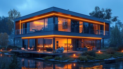 Fototapeta premium 3d design of a smart eco house.