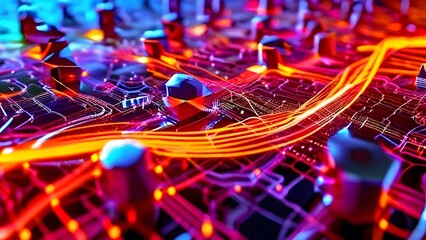 Dynamic Online Interfaces Stream Illustration – Vibrant Kaleidoscope of Social Media, Fintech Services, E-commerce Websites, and Influencer Profiles – Digital Connectivity and Engagement Visual