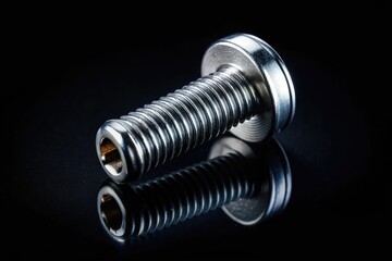 dramatic high contrast image of a singular computer screw on a black background signifying precise technical expertise and meticulous support in a noir style