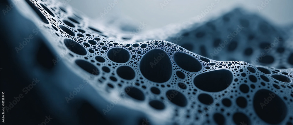 Poster abstract blue pattern with circular shapes 3d render